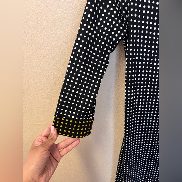 Diane Von Furstenberg Polka Dot Black & White Wrap Dress 3/4 Cuffed Sleeves 8 - Picture 4 of 10